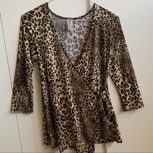 Animal Print Wrap Top